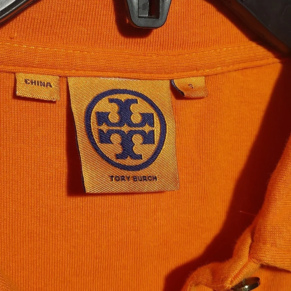 Tory Burch Orange half button short sleeve women's polo‎ shirt size small